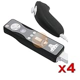 Black Skin Cover For Nintendo Wii Remote + Nunchuck, 4 Pack