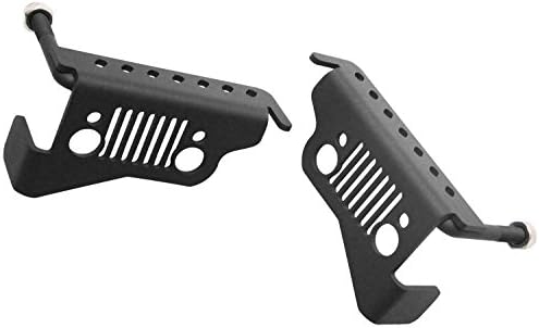 Black Metal Front Foot Pegs Rest Kick Panel for 2007-2016 Jeep Wrangler JK &amp; Unlimited (Grill Style)