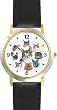 Collage of Cats No.2 - Cat - JP - WATCHBUDDY&reg; DELUXE TWO-TONE THEME WATCH - Arabic Numbers - Black Leather Strap-Size-Large ( Men's Size or Jumbo Women's Size )