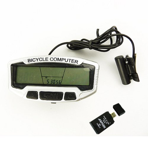 27-Fuctions Backlight LCD Bicycle/Bike Computer Odometer Speedometer Plus AGPtek USB all-in-one Card Reader