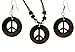 Peace Sign Earrings Necklace Set- Round Coconut 1 title=