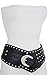 TFJ Women Wide Western Fashion Belt Hip Silver Metal Studded Buckle L XL Black