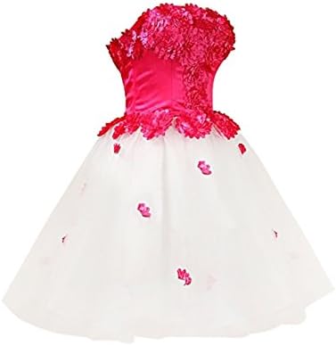 Dresstells Women's Handmade Flowers Strapless Short Tulle Dress Prom Evening Dress Size 2