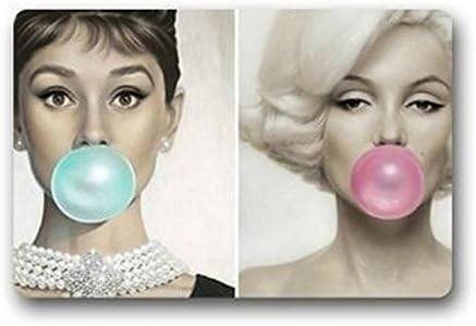 Our Iris Welcome Audrey Hepburn Bubble gum Entrance Mat,Indoor/Outdoor Doormat,Door Mats '' 23.6(L) x 15.7(W)