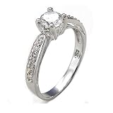 (A3Rz0180) Pretty and Splendid Sterling Silver Engagement Ring, 1.50 Carat Total Weight, Assemble with our Top Quality Cubic Zirconias, Manufactured with .925 Sterling Silver,Ring Size-