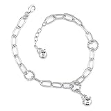 Chic and Charming: Sterling Silver Designer Inspired Oval Link Charm Bracelet