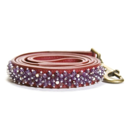 Dosha Dog Amethyst Beaded Red Large Leash