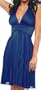 Navy Blue Marilyn Pleated Halter Cocktail Party Dress, Large