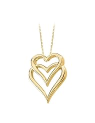 14K Yellow Gold Double Heart Slide Pendant with Chain