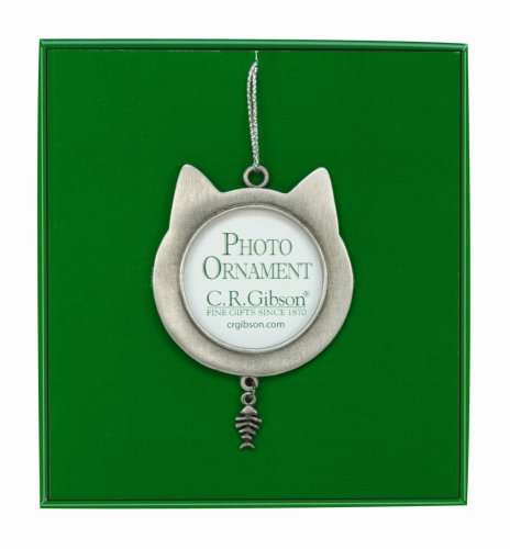CR Gibson Cat Holiday Ornament Photo Frame (Pack of 3)
