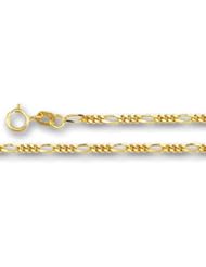 14K Yellow Gold Classic Figaro Chain Bracelet - 1.9mm - Length 7 Inch