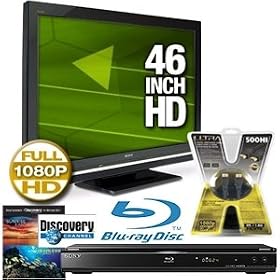 Sony KDL46V5100 46″ BRAVIA V Series LCD HDTV with Sony BDP-S360 Blu-Ray Disc Player and ULTRA 500HI HDMI Cable and Sony Best of Discovery