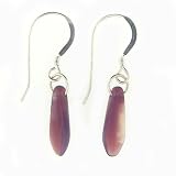 Anna Perrone Purple Glass Dagger Bead Earrings Finished with .925 Sterling Silver