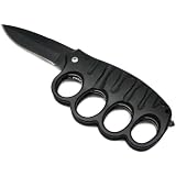 Brass Knuckle 8" Spring Assisted Trench Knife Black