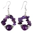 Handmade Purple Amethyst Dangle Earrings With Antiqued Silver Beads
