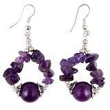 Handmade Purple Amethyst Dangle Earrings With Antiqued Silver Beads