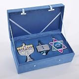 3 Noble Gems Glass Hanukkah Chanukah Menorah, Dreidel & Star of David Ornaments
