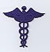 Blue Medical Caduceus Iron on Embroidered Applique Patch