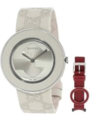 Gucci Womens YA129443 U-Play Medium Watch Set, Two Interchangeable Straps and Bezels Included