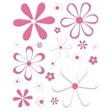 Instant Murals 20 Daisy Flowers Wall Transfer Stickers – Bright Pink
