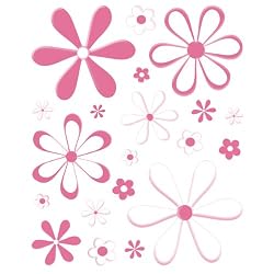 Instant Murals 20 Daisy Flowers Wall Transfer Stickers - Bright Pink