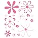 Instant Murals 20 Daisy Flowers Wall Transfer Stickers - Bright Pink