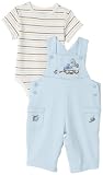 Little Me Organic Toybox Overall set, Light Blue, 9 Months