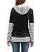 Allegra K Women Long Sleeve Stripe Hooded Shirt Patchwork Tops Black White S