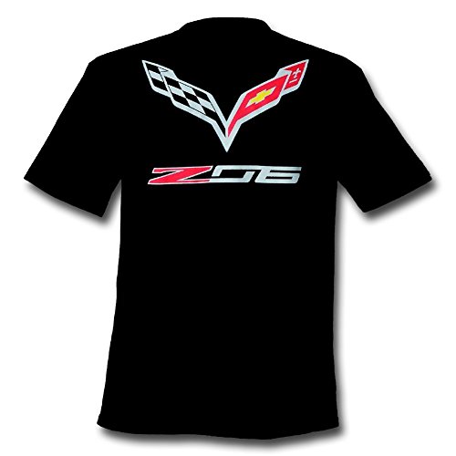 C7 Corvette Stingray Z06 with Crossed Flags T-shirt : Black