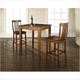 3-Piece Pub Dining Set with Cabriole Leg and School House Stools in Classic ....
