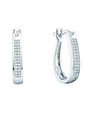 10K White Gold 0.15CT White Diamond Micro-Pave Hoops