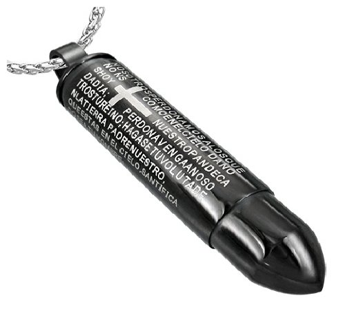 Cored Unisex-Anh&auml;nger Edelstahl Patronenkugel, Bullet Schwarz mit Inschrift ohne Kette E31 Preisvergleich