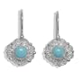 Sterling Silver Turquoise Scroll Design Dangle Earrings by Sajen