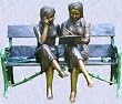 the studying girls statue home garden bronze sculpture