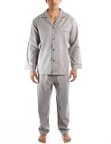 Noble Mount Mens Premium 100% Cotton Woven Pajama Sleepwear Set - Grey/Navy