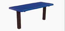 8 Square Tubing Inground Multi-Pedestal Utility Table With 2" x 30" x 8 Redwood Stained Pine Planks