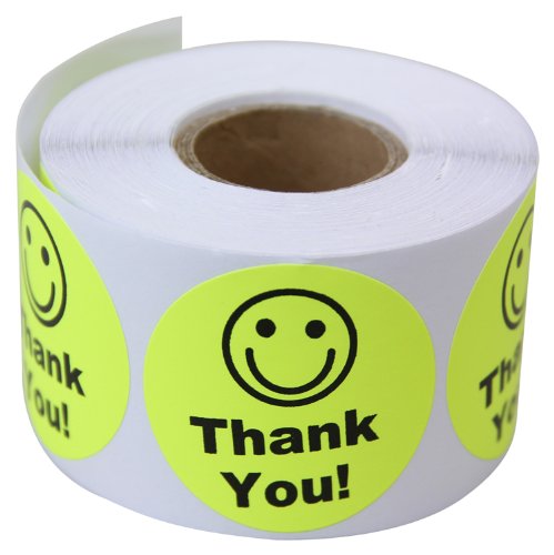 Yellow -Thank You Circle Smile Smiley Face 1.5
