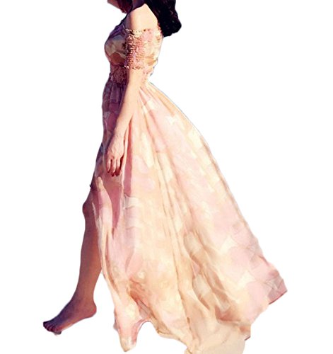 (ディーコッテ)D'Kotte レディース 春 夏 ワンピース ドレス ロング マキシ シフォン ボヘミアン オフショルダー プリント 花柄 エレガント neaa281