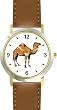 Dromedary Camel Animal - WATCHBUDDY® DELUXE TWO-TONE THEME WATCH - Arabic Numbers - Brown Leather Strap-Size-Large ( Men's Size or Jumbo Women's Size )