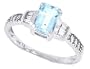 1.12Ct Emerald Cut Aquamarine Diamond Ring in 10Kt White Gold-8