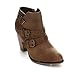 Forever Women's Buckle Strap Block Heel Ankle Booties, Tan 8