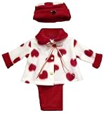 New Red Heart Fur Outfit with Hat ~ Adorable and Warm!!! 6M to 24M