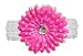 Hot Pink Polka Dot Gerbera Daisy Flower White Crochet Headband Gerber - girls child baby toddler apparel head hair band bow bows girl soft infant youth accessory