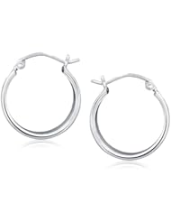 14K White Gold Extra Large Flat Side Hoop Earrings