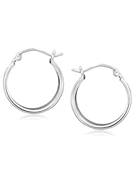 14K White Gold Extra Large Flat Side Hoop Earrings