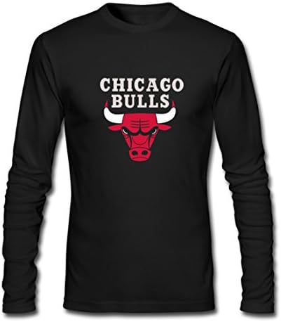Sportfunnn Fashion Chicago Bulls Red Mens Long sleeve T-shirt Large Black