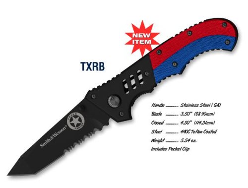 Smith & Wesson TXRBS Texas Rangers Serrated Tanto Knife, Black