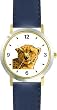Cheetah Cat - WATCHBUDDY&reg; DELUXE TWO-TONE THEME WATCH - Arabic Numbers - Blue Leather Strap-Children's Size-Small ( Boy's Size & Girl's Size )