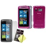 Purple Hard Case / Cover / Shell & LCD Screen Guard / Protector for HTC Sur ....