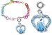 Adorable Disney ?? Cinderella Princess Heart Charm and Rainbow Link Bracelet Set with Blue Crystals
